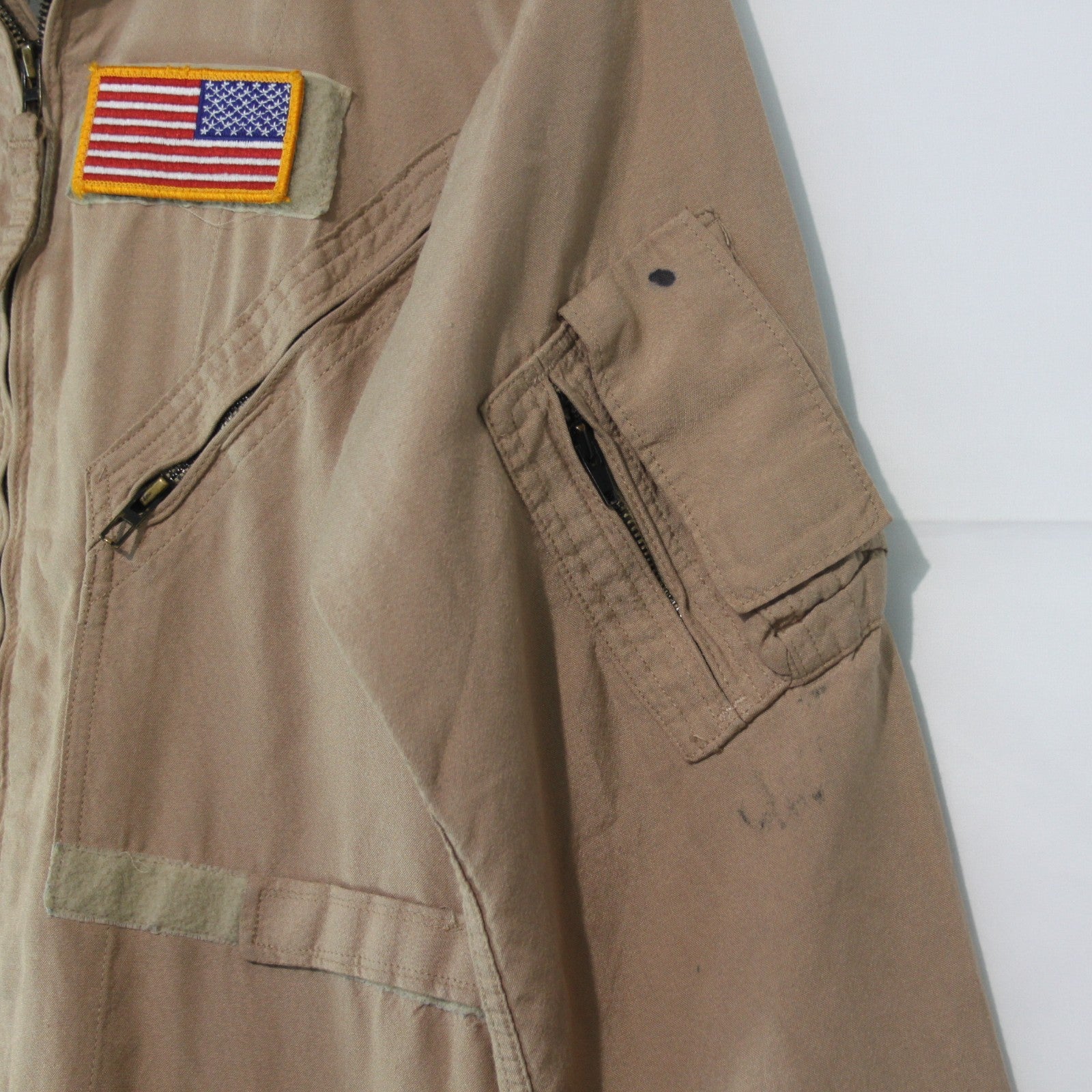 US Airforce Flight Suit Coverall Mens Sand Genuine Surplus 44" Chest Short 3523)
