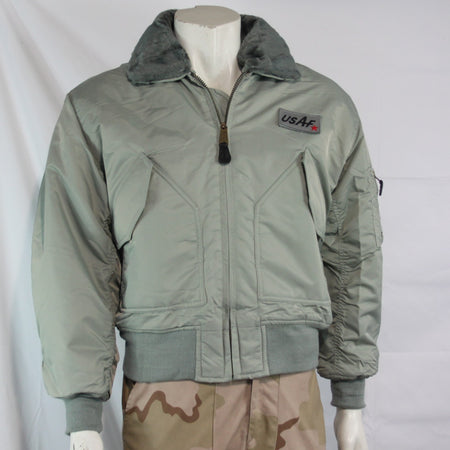 Highlander MA2 USAF Style Bomber Jacket F Fur Collar Padded Silver Grey XS-S