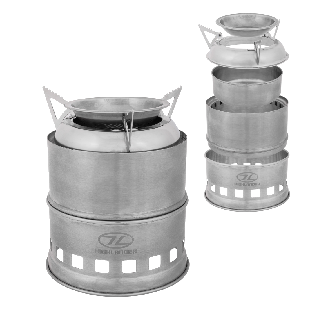 Highlander Solid Fuel Cabar Wood Burning Stove Compact Bushcraft 