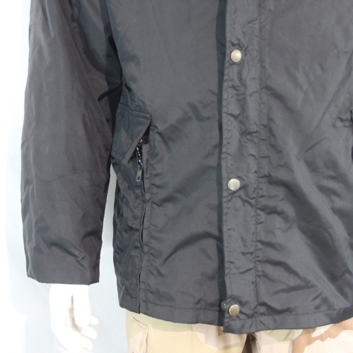 Genuine Surplus French Police Black Jacket, Button off Faux Fur Collar (3149)