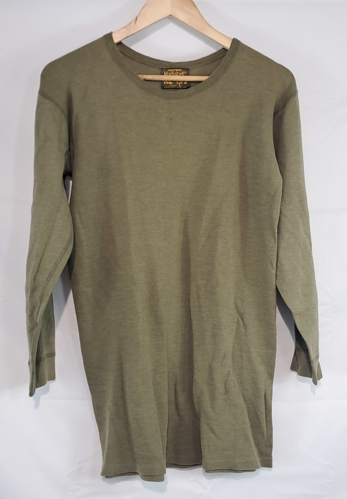 Genuine Surplus Dutch Army Vintage Long Sleeve Thermal Top Olive 50% Wool (3790)