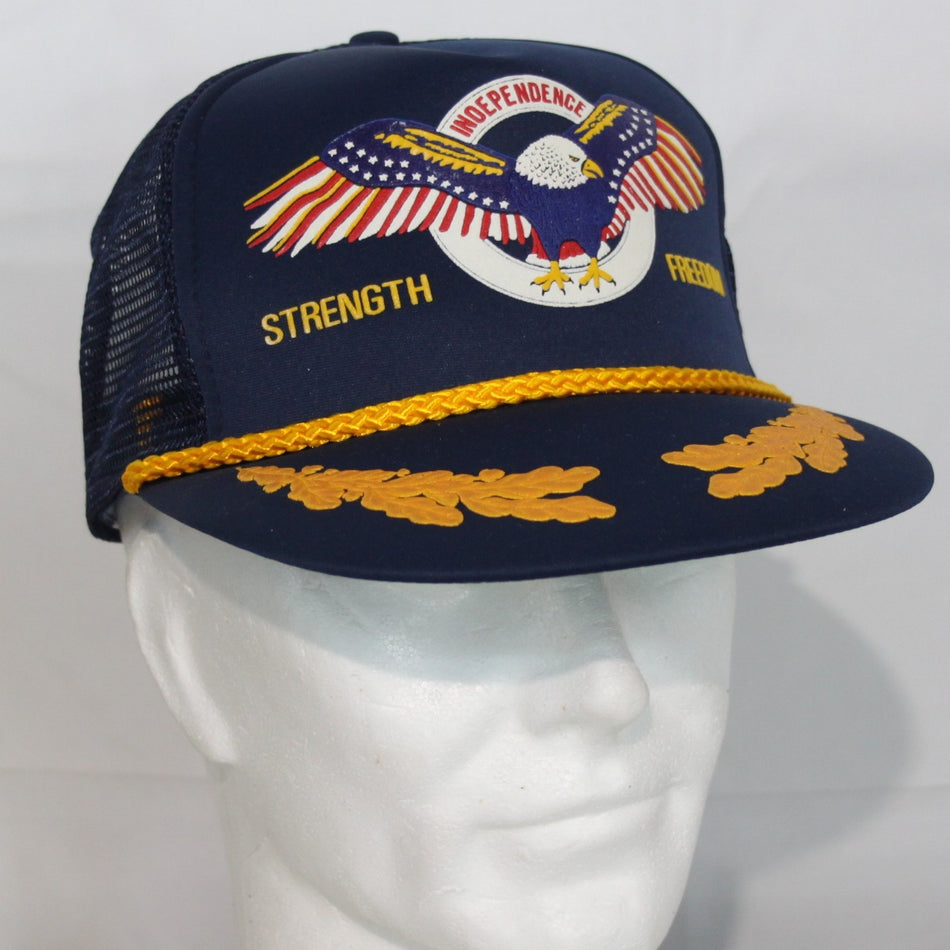 NEW American Patriotic Eagle Truckers Cap Baseball Cap Peak Navy (3532)
