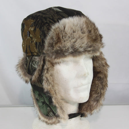Flying Tree Woodland Camo Winter Trapper Hat Faux Fur Lined SMALL (HAT120)
