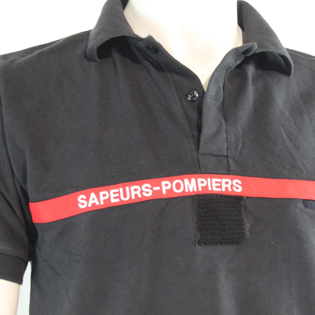 Genuine Surplus French Army Polo Shirt Navy Red Stripe Cotton (4260)