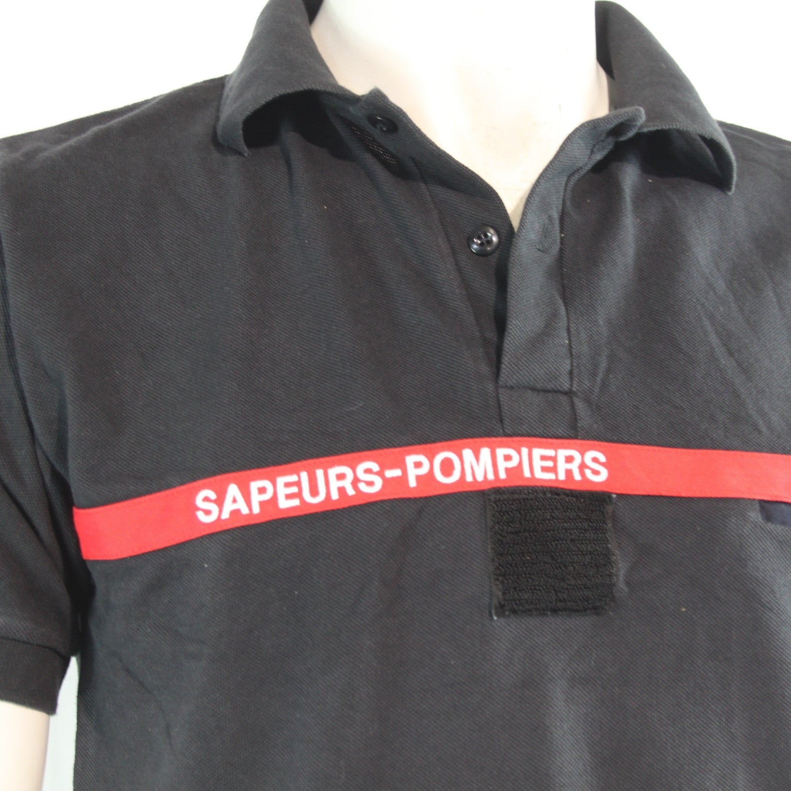 Genuine Surplus French Army Polo Shirt Navy Red Stripe Cotton (4260)