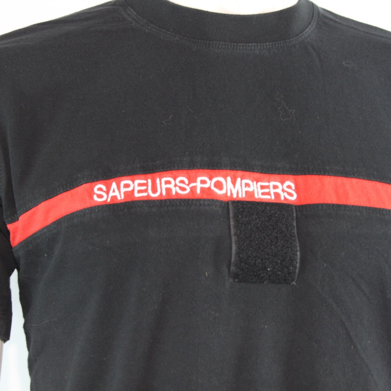 Genuine Surplus French Army T-Shirt Black Red Stripe Cotton (4257)
