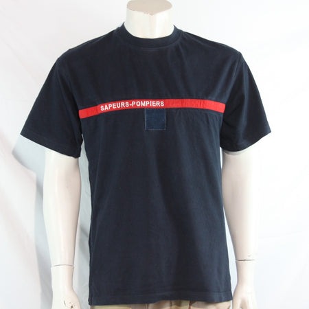 Genuine Surplus French Army T-Shirt Navy Red Stripe Cotton (4258)