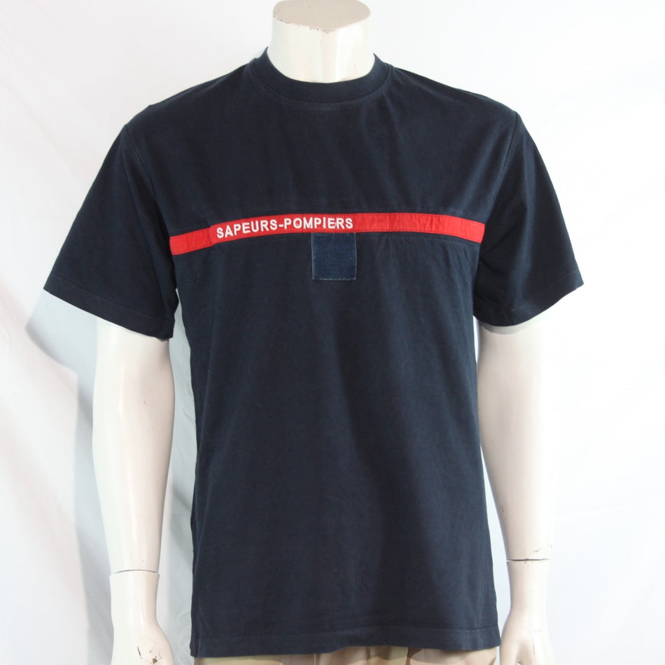 Genuine Surplus French Army T-Shirt Navy Red Stripe Cotton (4258)