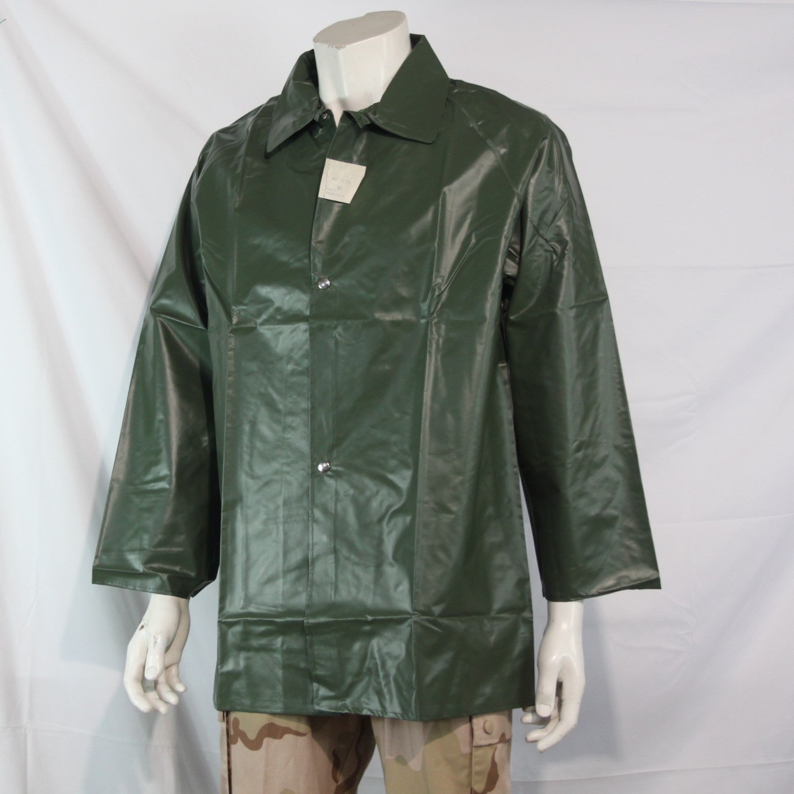 1970's Waterproof PVC French Army Raincoat Jacket Genuine Surplus 40-42"  (3863)