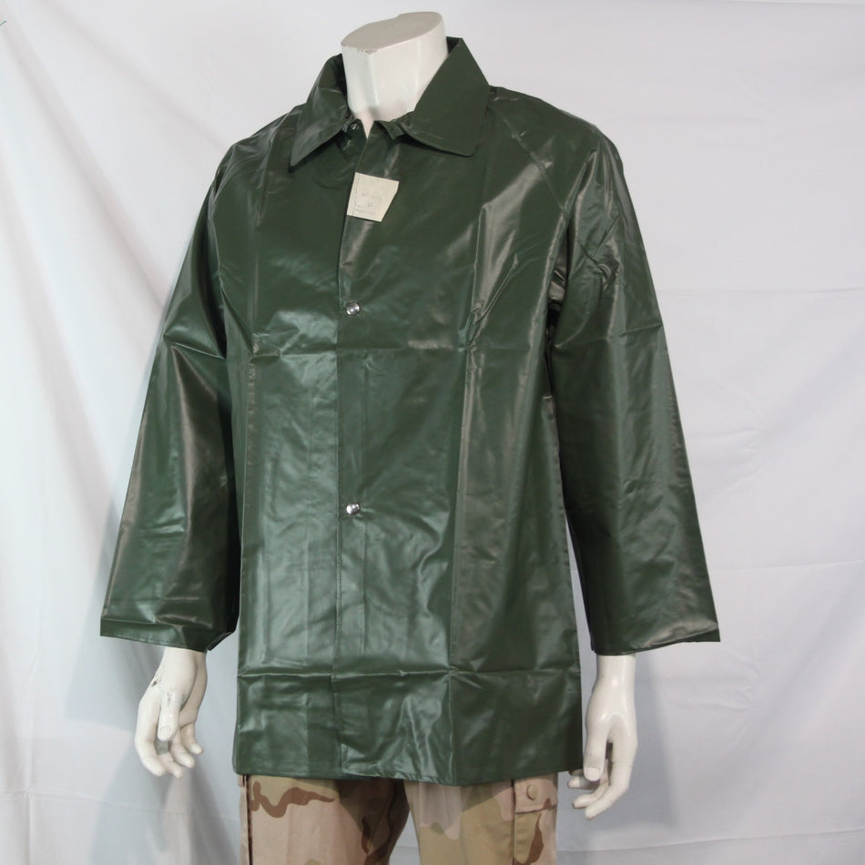 1970's Waterproof PVC French Army Raincoat Jacket Genuine Surplus 40-42"  (3863)