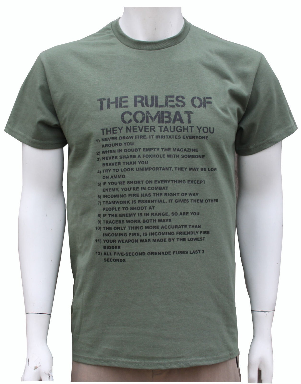 Rules of Combat Humourous Morale Boost Exclusive Printed T-Shirt Green
