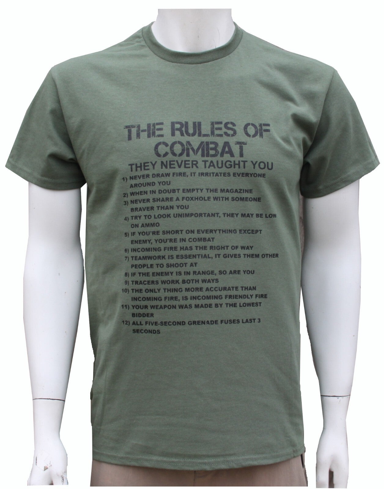 Rules of Combat Humourous Morale Boost Exclusive Printed T-Shirt Green