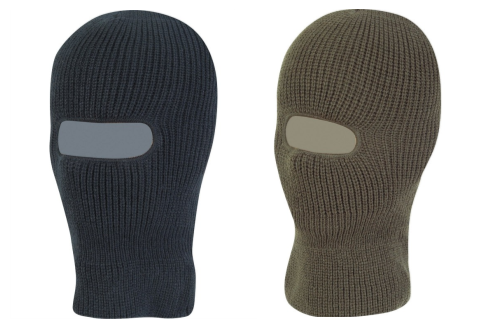 Knitted Balaclava Open Face Thermal Acrylic Cold Weather Warm Olive Green Black
