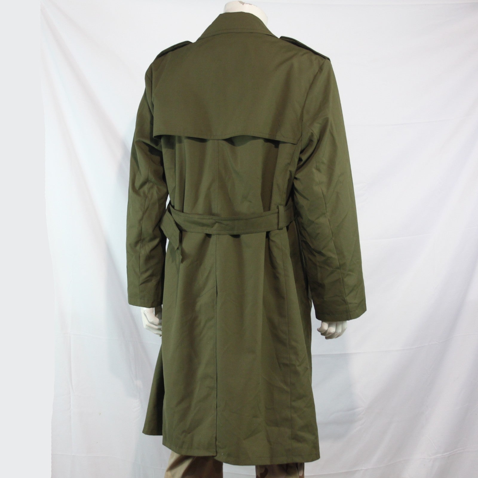 Vintage Army Surplus Trench Coat Czechoslovakian Genuine Olive Overcoat  (3645)