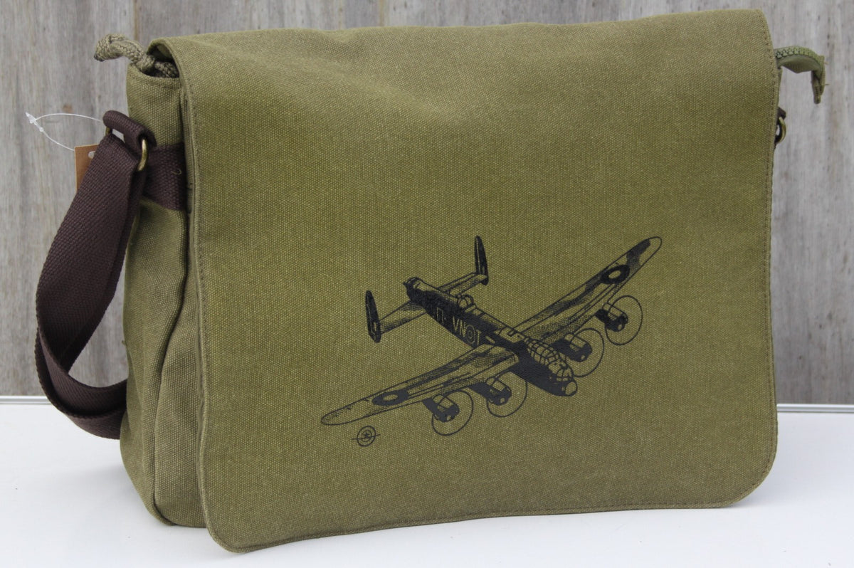Avro Lancaster WW2 Bomber Exclusive Printed Messenger Bag Vintage style Olive