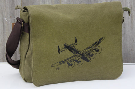Avro Lancaster WW2 Bomber Exclusive Printed Messenger Bag Vintage style Olive