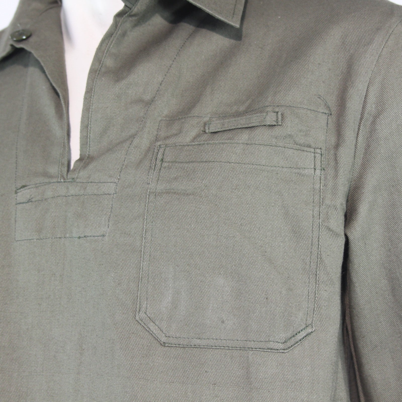 Genuine Surplus Overhead Military Shirt Olive Green Vintage  (4066)