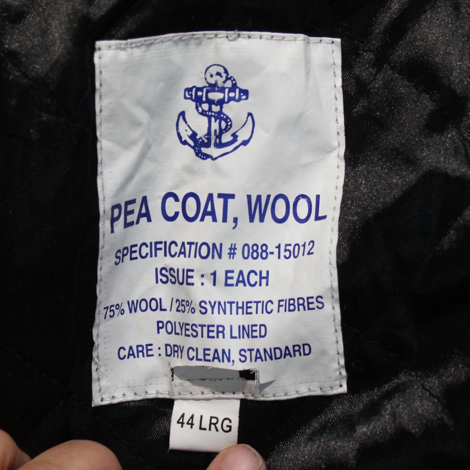 Possible US Naval Wool Pea Coat Black Military Surplus Warm Winter 44 (3647)
