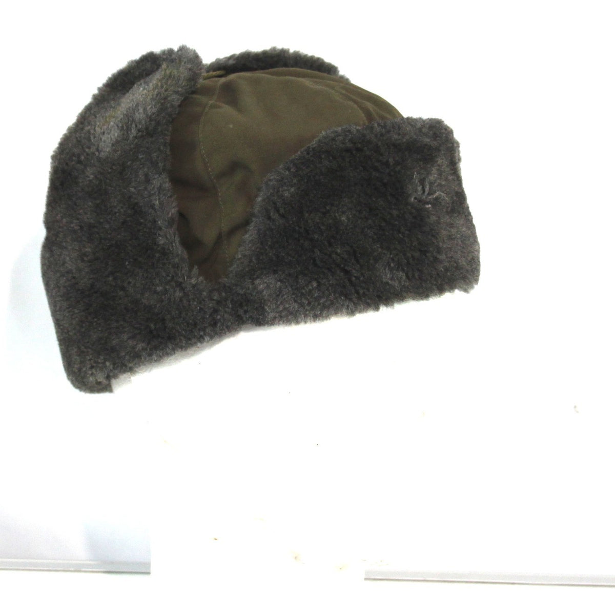Vintage Winter Hat Faux Fur Lined Army Issue Genuine Surplus Damaged (4403)