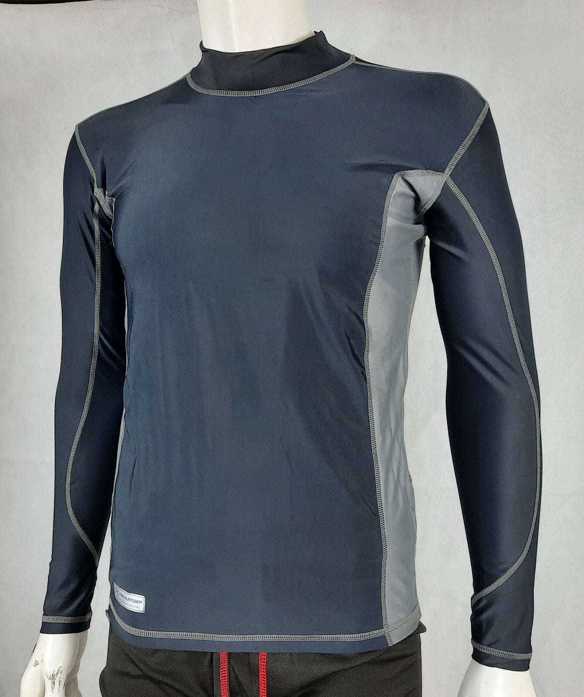 Highlander Pro Comp Mens Base Layer Long Sleeve T-Shirt Vest Wicking Black Grey