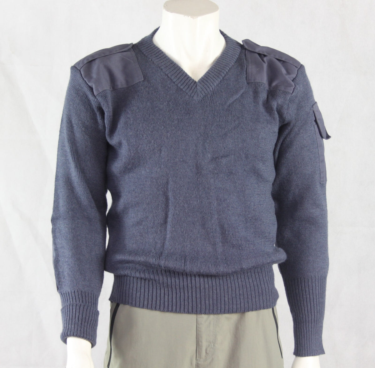 Genuine Surplus British RAF Wool Jumper V Neck Blue Surplus Loose Fit