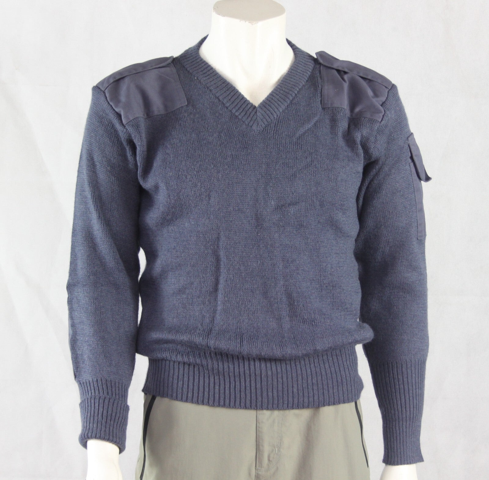 Genuine Surplus British RAF Wool Jumper V Neck Blue Surplus Loose Fit