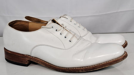 British Naval Tropical Shoes White Leather Size 3 wide Male/Female  (1728)