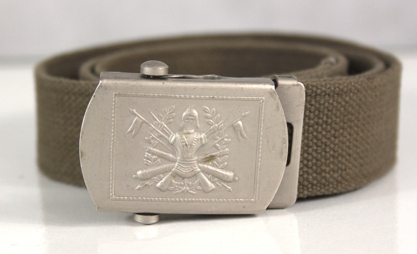 Genuine Surplus Italian Army 33mm Khaki Belt Embossed Buckle 28-38" Waist