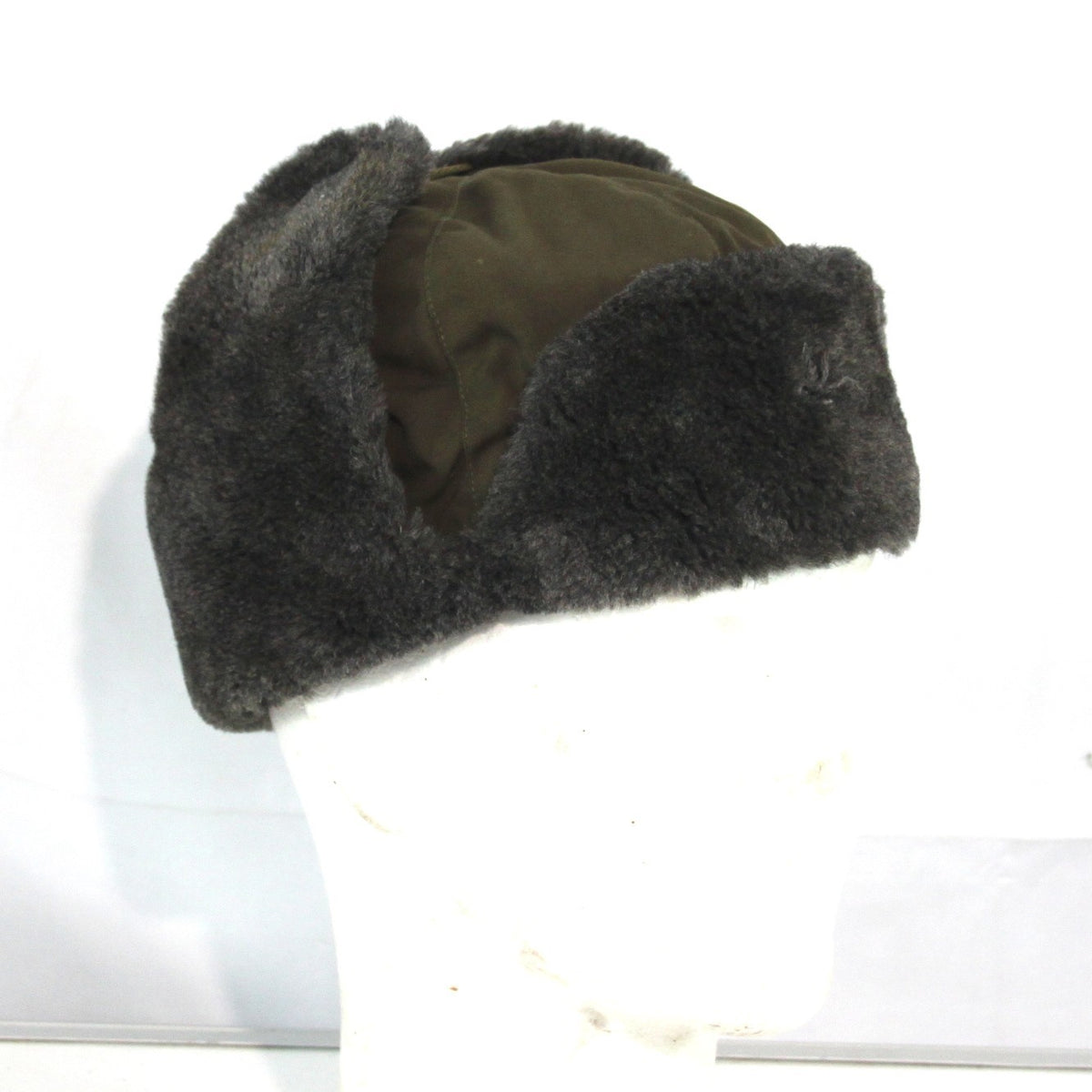 Vintage Winter Hat Faux Fur Lined Army Issue Genuine Surplus Damaged (4403)