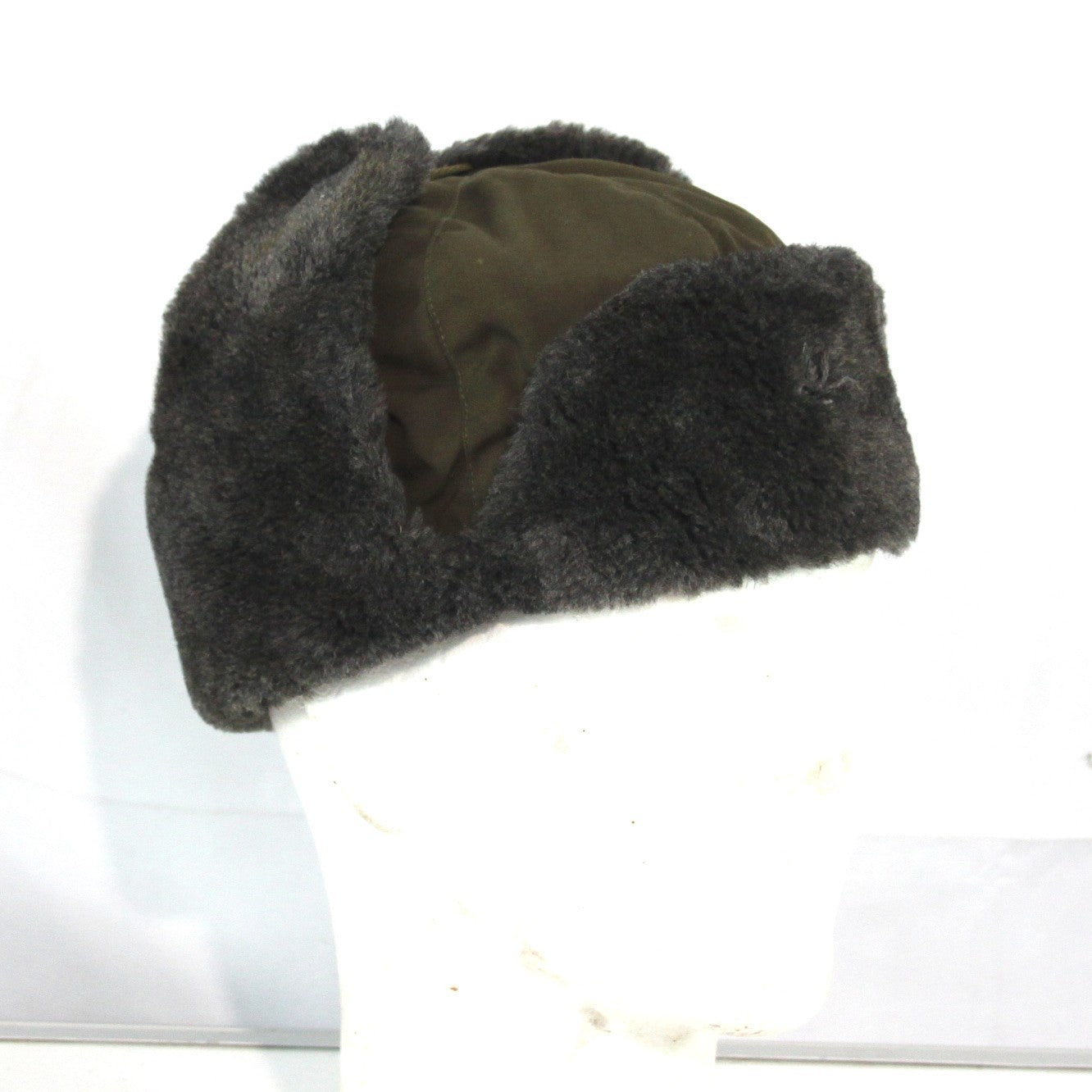 Vintage Winter Hat Faux Fur Lined Army Issue Genuine Surplus Damaged (4403)