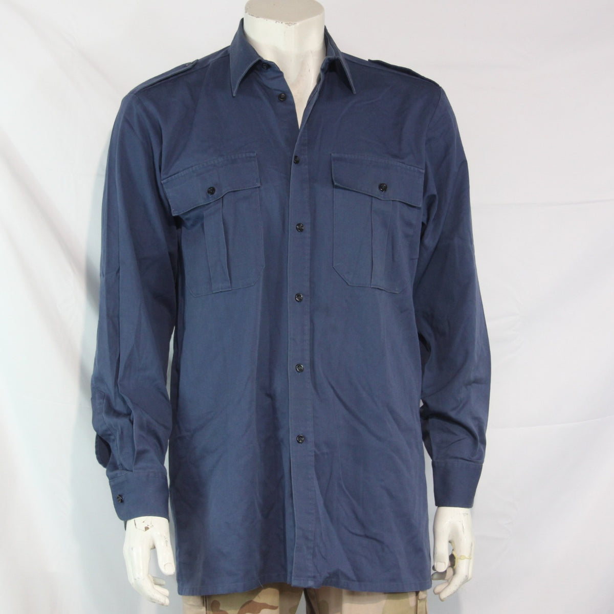 Blue Polycotton Military Office Work Shirt Long Sleeve Genuine Surplus  (4229)
