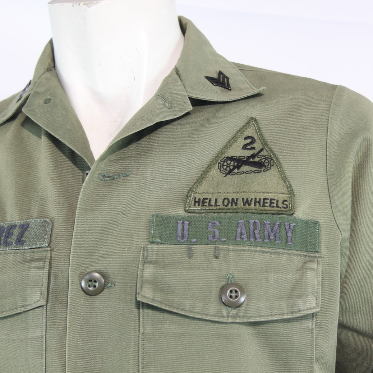 Vintage US Army Shirt Badged Olive Utility Shirt Genuine Surplus 38-40"  (4130