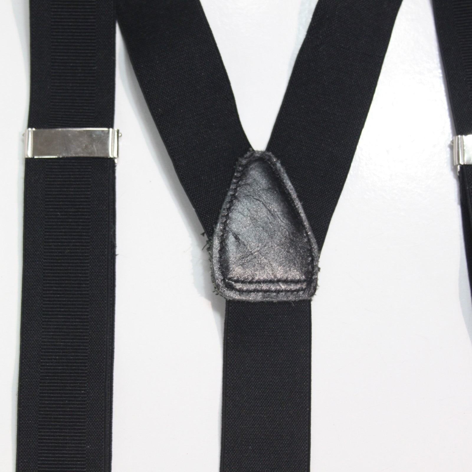 Black Braces Button Fasten with Leather Ends XL 115cm (4098)