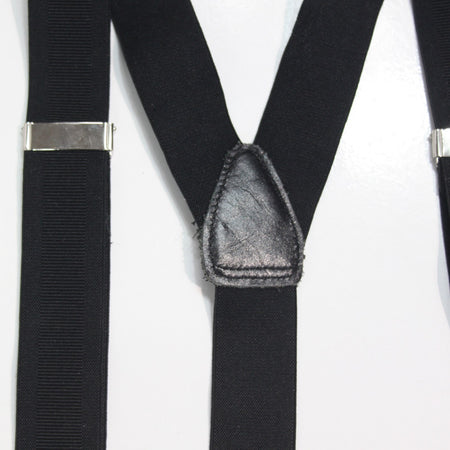 Black Braces Button Fasten with Leather Ends XL 115cm (4098)