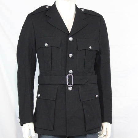 Genuine Surplus British Police Dress Jacket Black Formal Fitted BELTED 3312