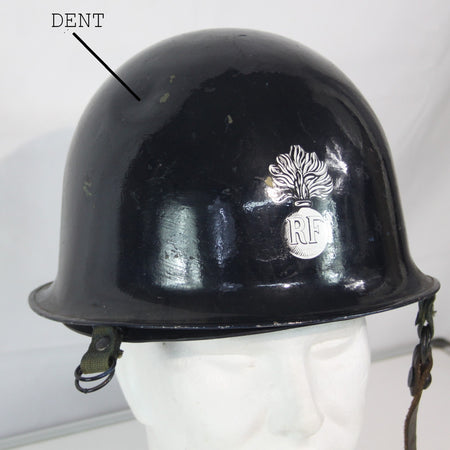 Vintage French Police Riot Helmet Gendarme Blue Steel Missing Strap (3943)