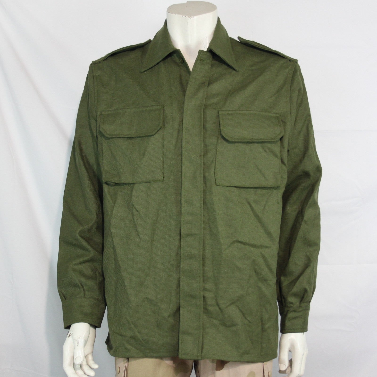 Genuine Surplus Spanish Army Wool/Cotton Mix Shirt Olive 38-40" (3349)