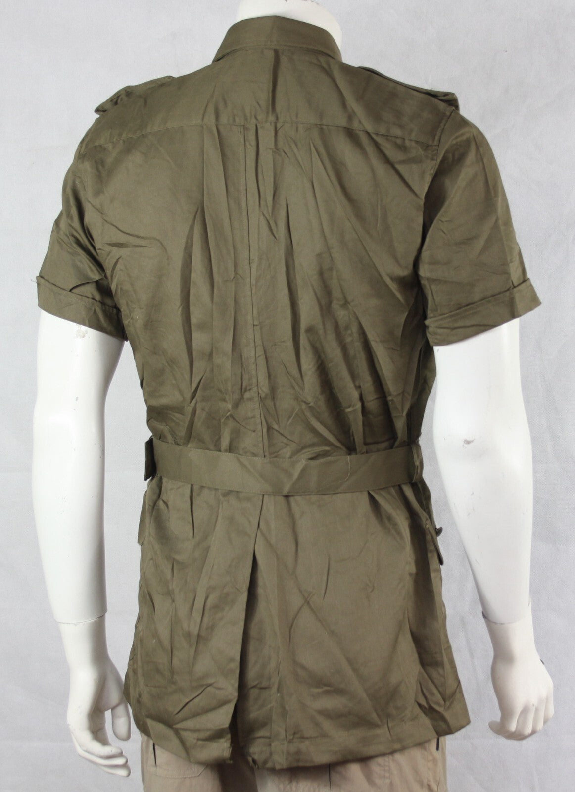 Genuine Surplus Italian Safari Shirt Khaki Beige Sand Belted Lightweight Cotton
