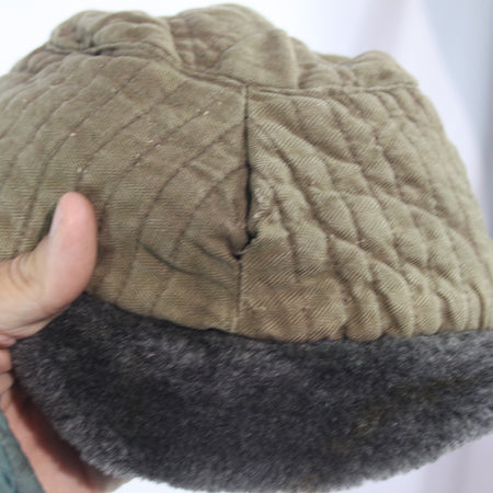 Vintage Winter Hat Faux Fur Lined Army Issue Genuine Surplus Damaged (4403)