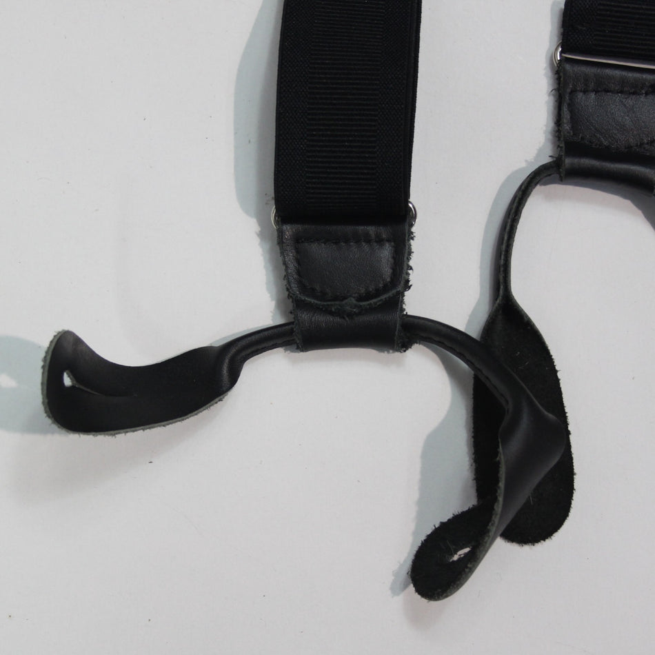 Black Braces Button Fasten with Leather Ends XL 115cm (4098)
