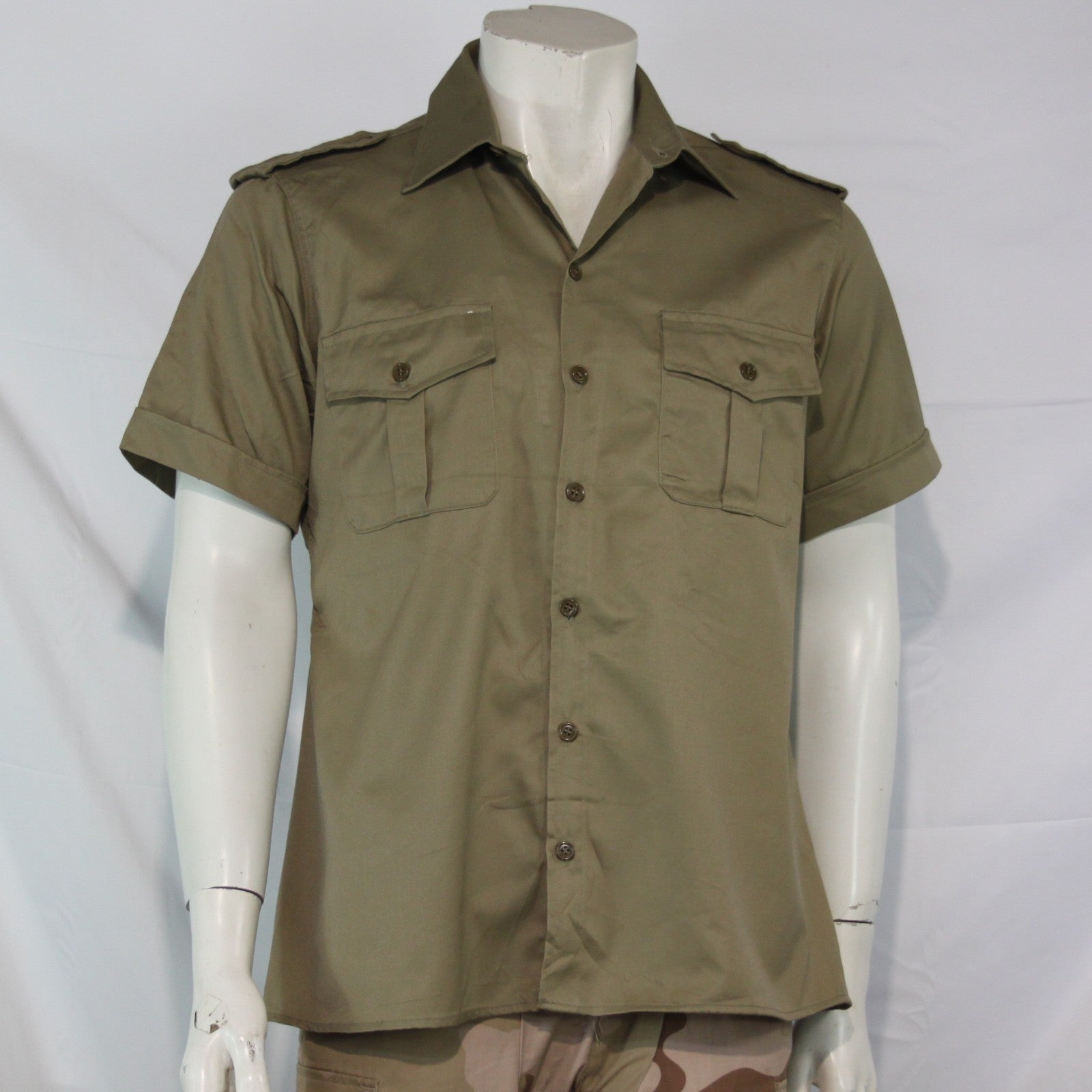 Genuine Surplus Italian Army Military Beige Sand Tan Shirt Short Sleeve 40(3417)