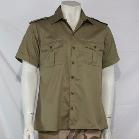 Genuine Surplus Italian Army Military Beige Sand Tan Shirt Short Sleeve 40(3417)