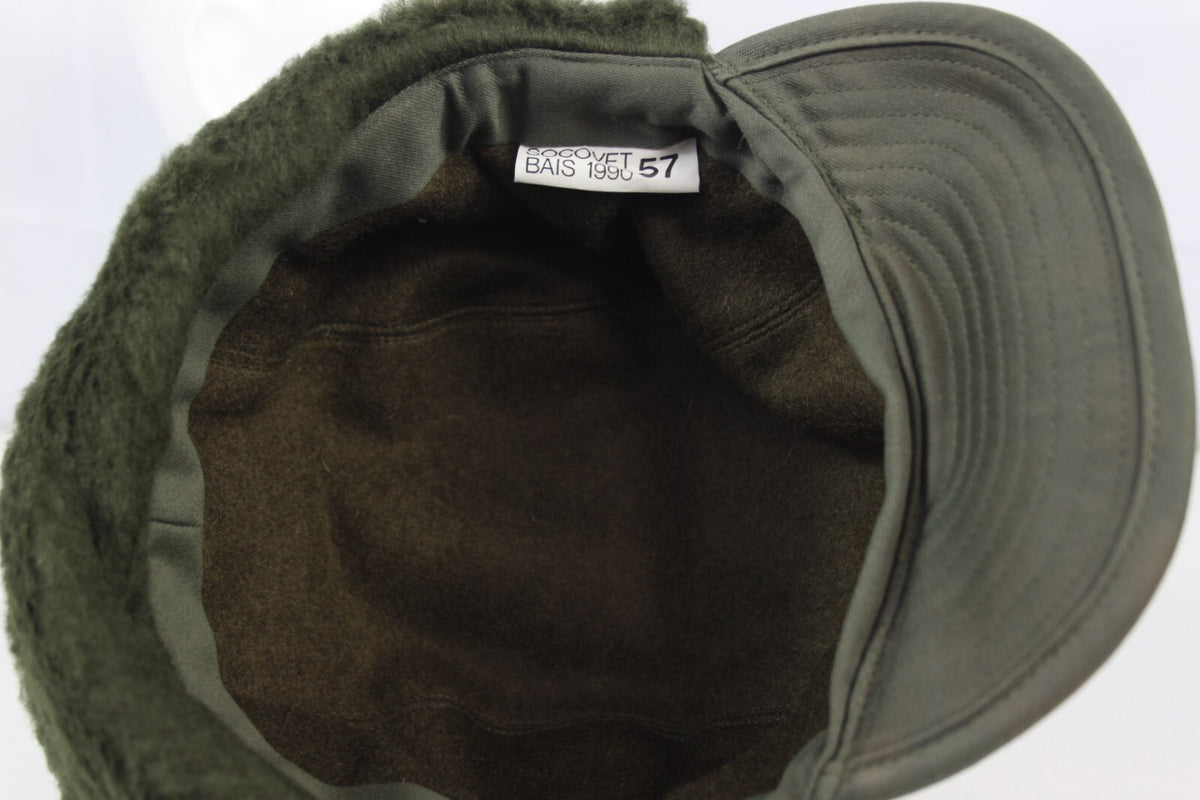 Genuine Surplus French Army Winter Hat Fur-lined Olive Green Peaked Thermal NEW