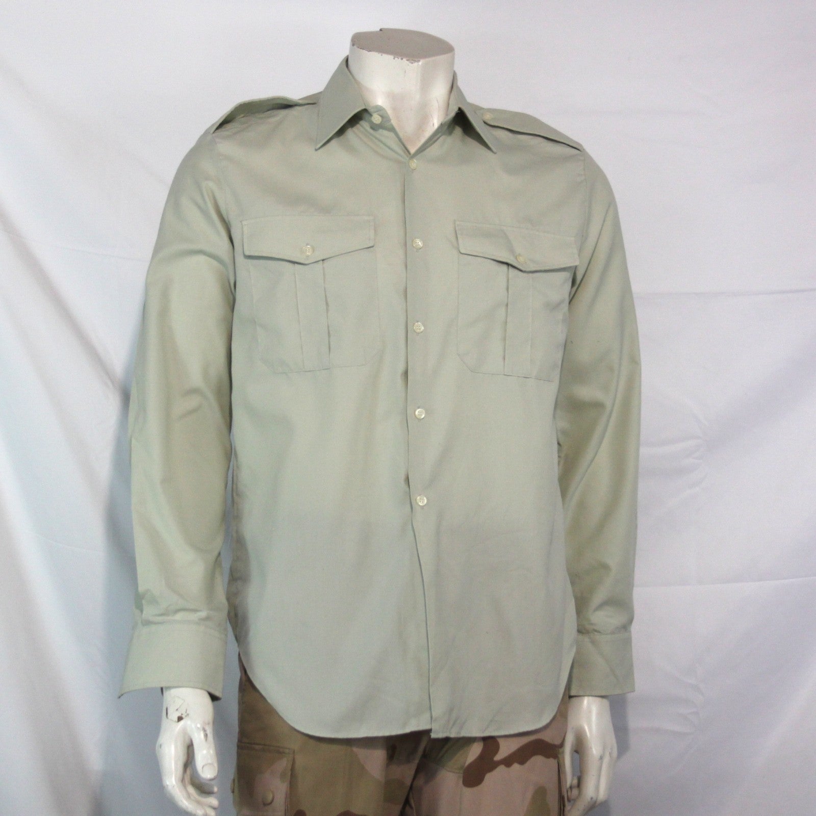 Genuine Surplus Dutch Army Light Green Midweight Working Dress Shirt (3418)