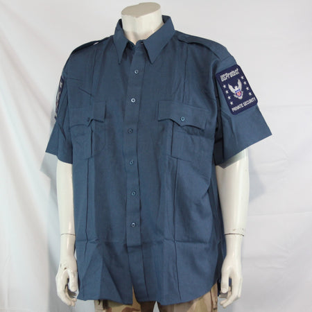 NEW Genuine Surplus US Security Firm Blue Shirts Badged Polyester (3747)