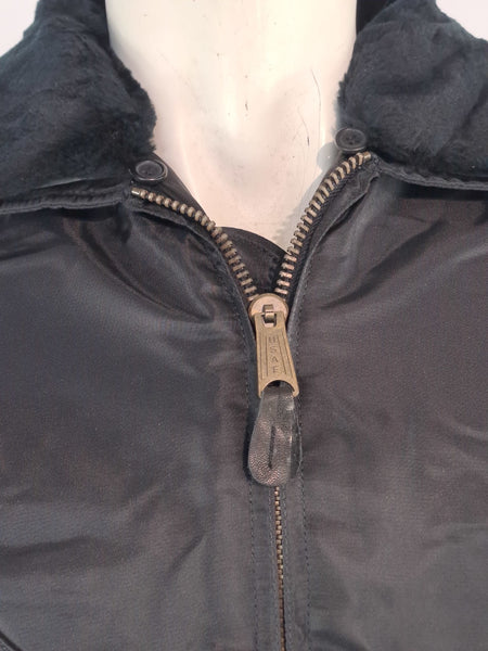 Highlander MA2 Bomber Jacket Plain Collar Padded Quilted Black XXS