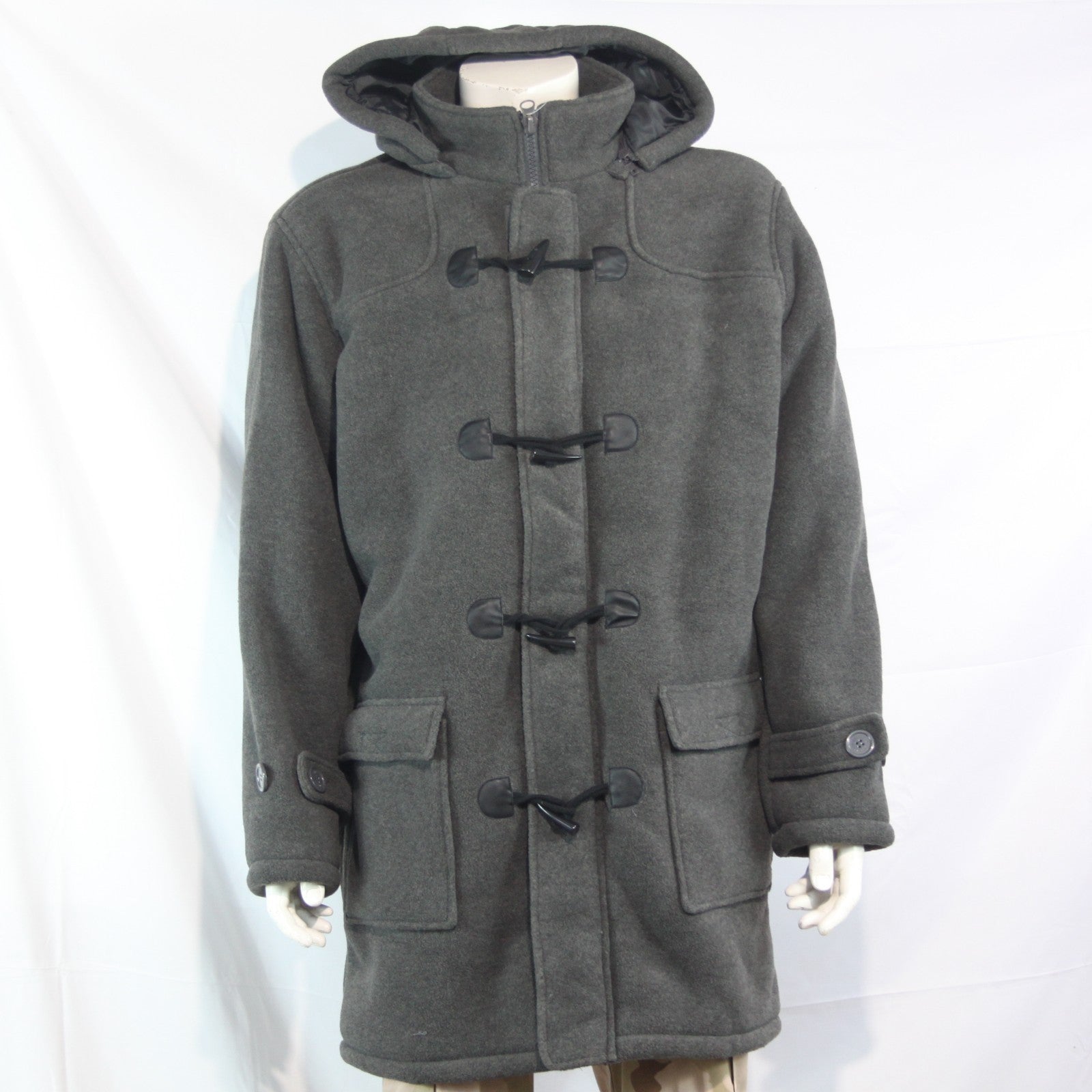 Himalaya Duffel Coat Grey Fleece Winter Coat Toggles Mens Large (3803)
