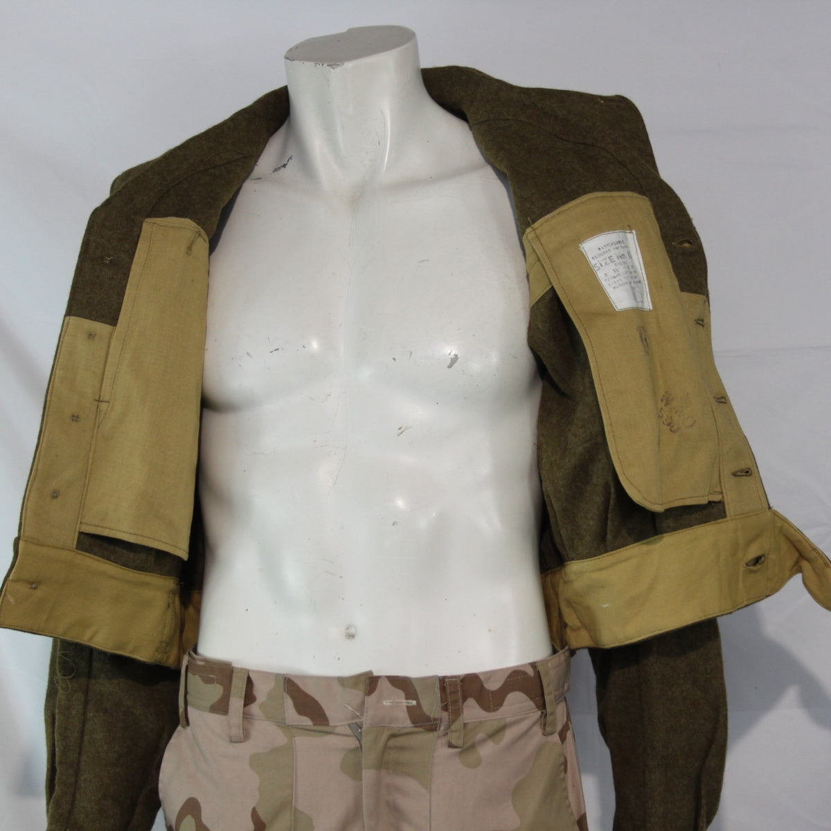 1954 British Army Battle Dress Short Uniform Jacket Wool 38" Chest Brown (3542)