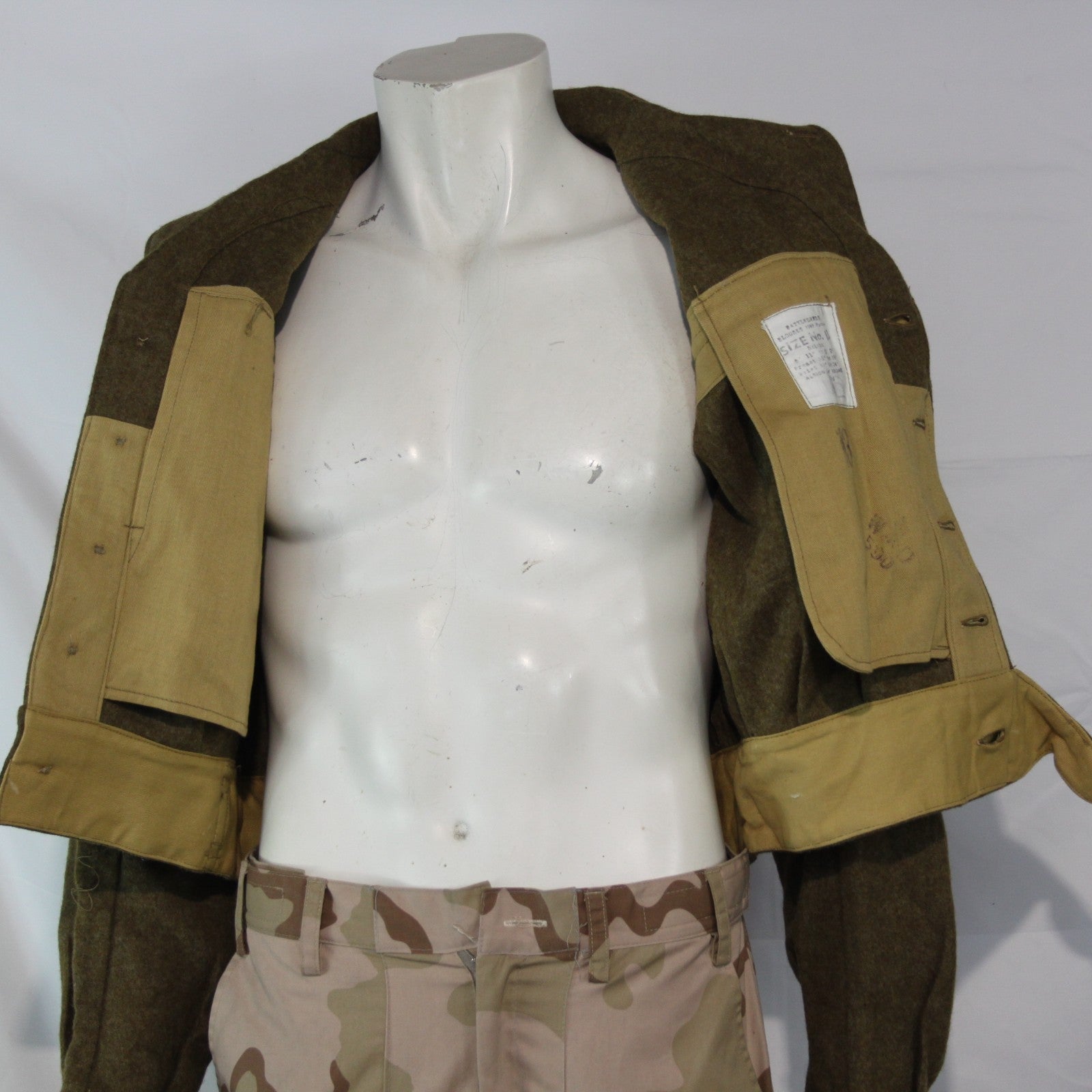 1954 British Army Battle Dress Short Uniform Jacket Wool 38" Chest Brown (3542)