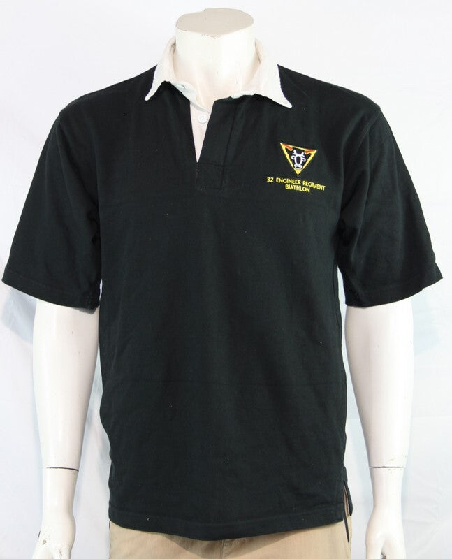 Genuine Surplus British Army Short Sleeve Rugby Shirt Embroidered Black